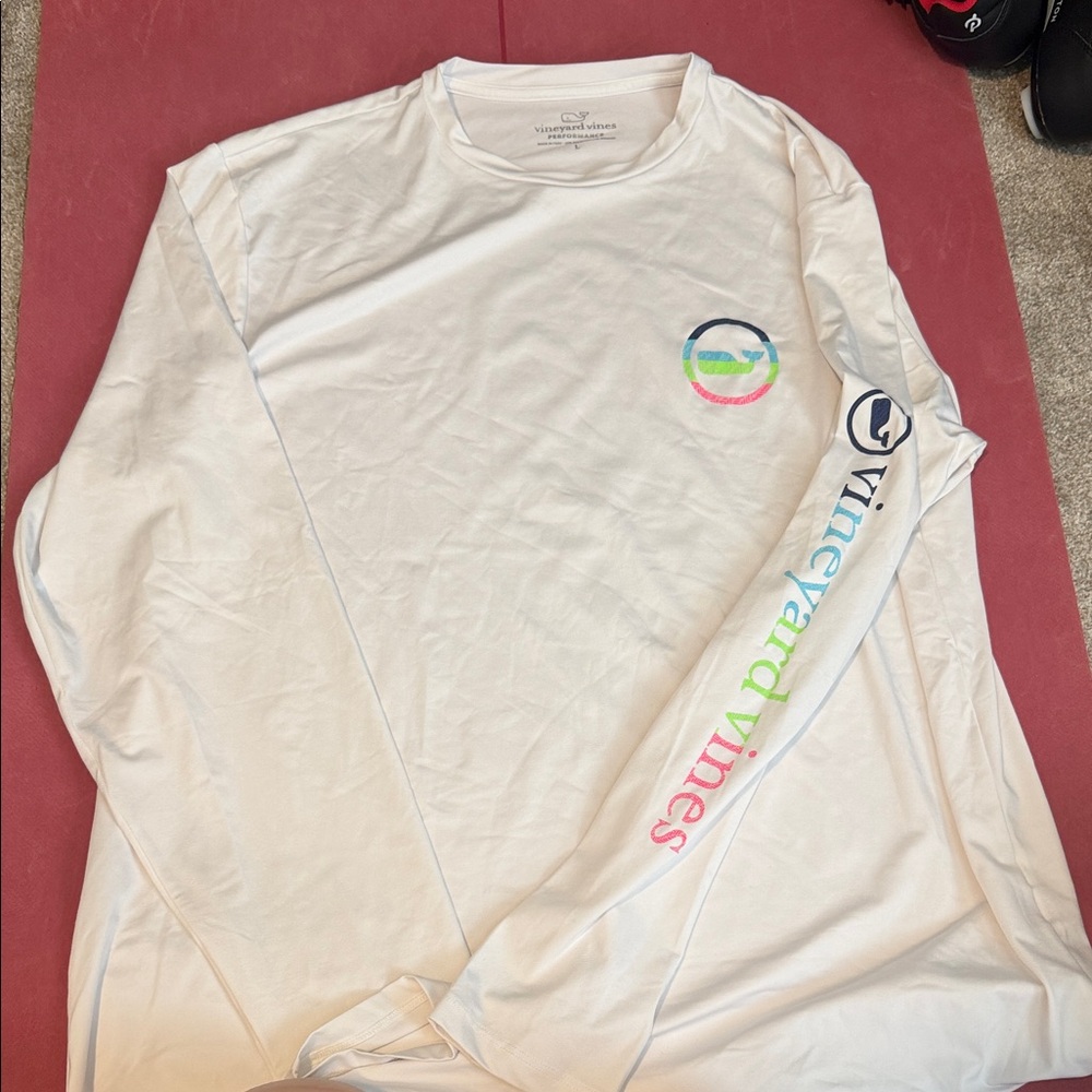 Vineyard Vines White Long Sleeve with Colorful Logo